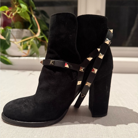 Valentino Garavani Suede Ankle Boots with Gold Studs - Picture 2 of 7